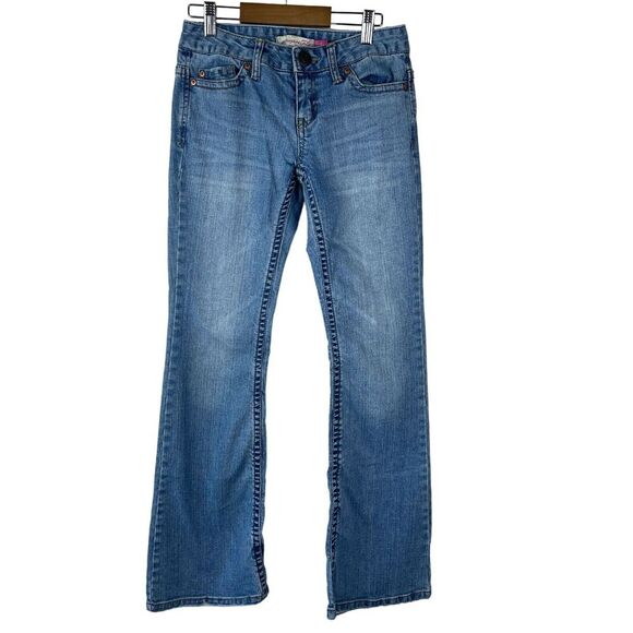 Aeropostale Y2K Hailey Skinny Flare Jeans Womens Sz 1 2 Blue Low Rise 28x31 TALL - Picture 1 of 11
